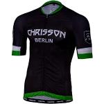 CHRISSON Essential 4XL Grün Fahrradtrikot Kurzarm für Herren, Atmungsaktive und Schnelltrocknende Fahrradbekleidung, Radtrikot mit Reißverschluss, Fahrrad Trikot für Männer mit 3 großen Rückentaschen