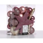 Reduzierte Rosa Christbaumkugeln & Weihnachtsbaumkugeln matt aus Kunststoff bruchsicher 33-teilig 