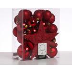 Rote Runde Christbaumkugeln & Weihnachtsbaumkugeln matt aus Kunststoff bruchsicher 33-teilig 
