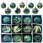 Reduzierte Grüne Runde Christbaumkugeln & Weihnachtsbaumkugeln matt aus Kunststoff bruchsicher 12-teilig 