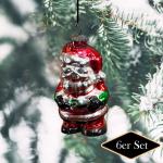 Bunte Christbaumkugeln & Weihnachtsbaumkugeln strukturiert aus Glas 6-teilig 