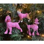 Pinke Weihnachtsanhänger mit Hundemotiv 3-teilig 