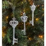 Silberne Antike Zeitzone Runde Weihnachtsanhänger mit Schnee 3-teilig 