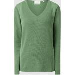 Grüne Christian Berg V-Ausschnitt Strickpullover aus Baumwolle für Damen Größe XS 