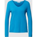 Reduzierte Blaue Melierte Christian Berg V-Ausschnitt Kaschmir-Pullover für Damen Größe XL für den für den Herbst 