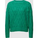 Smaragdgrüne Unifarbene Christian Berg Zopfpullover aus Baumwollmischung für Damen Größe XL 