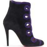 Schwarze Vintage Christian Louboutin High Heel Stiefeletten & High Heel Boots mit Reißverschluss aus Veloursleder für Damen 