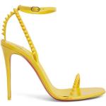Gelbe Unifarbene Christian Louboutin Runde Pfennigabsatz High Heels & Stiletto-Pumps mit Riemchen aus Kalbsleder für Damen Größe 40 