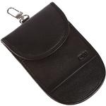Schwarze Herrenschlüsseletuis & Herrenschlüsseltaschen mit Klettverschluss aus Leder mit RFID-Schutz 