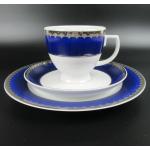 Blaue Kaffeegedecke aus Porzellan 