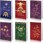 Goldene christliche Weihnachtskarten aus Papier 24-teilig 