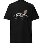 Schwarze Kurzärmelige Porsche 911 T-Shirts aus Baumwolle für Herren Größe S 