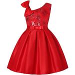 Rote Elegante Ärmellose Midi Kinderfestkleider mit Pailletten mit Reißverschluss für Mädchen für den für den Sommer 