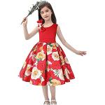 Rote Elegante Ärmellose Midi Kinderfestkleider mit Reißverschluss für Mädchen für den für den Sommer 