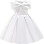 Reduzierte Weiße Elegante Midi Schulterfreie Kinderfestkleider mit Reißverschluss aus Baumwolle für Mädchen 