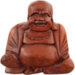 Braune Asiatische 10 cm Ciffre Buddha Figuren aus Holz 