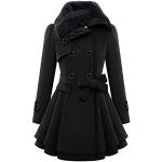 Schwarze Unifarbene Kapuzenmäntel mit Reißverschluss aus Wolle mit Kapuze für Damen Größe 3 XL für den für den Herbst 