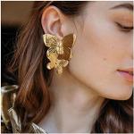 Goldene Retro Schmetterling Ohrringe mit Insekten-Motiv aus Metall für Damen 