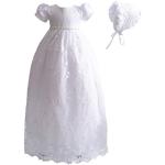 Weiße Bestickte Kurzärmelige Cinda Kinderfestkleider mit Reißverschluss aus Satin für Babys Größe 56 