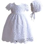 Weiße Kurzärmelige Cinda Kinderfestkleider mit Reißverschluss aus Spitze für Babys Größe 56 