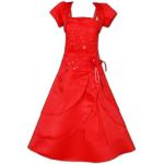 Rote Blumenmuster Cinda Kinderkleider mit Bolero mit Perlen mit Reißverschluss aus Satin für Mädchen Größe 146 