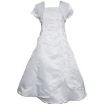 Weiße Cinda Kinderfestkleider mit Reißverschluss aus Satin für Mädchen 