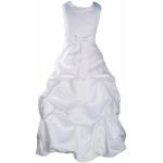 Weiße Cinda Kinderfestkleider mit Reißverschluss aus Satin für Mädchen Größe 158 für den für den Winter 