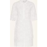 Weiße Bestickte Kurzärmelige Cinque Freizeitkleider aus Baumwolle für Damen Größe M 