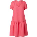 Reduzierte Pinke Unifarbene Cinque Midi V-Ausschnitt Midikleider & knielange Kleider aus Leinen für Damen Größe L 