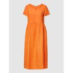 Reduzierte Orange Cinque Midi V-Ausschnitt Midikleider & knielange Kleider aus Leinen für Damen Größe L 