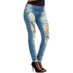 Reduzierte Blaue Bestickte Sportliche Atmungsaktive Cipo & Baxx Slim Fit Jeans mit Perlen aus Denim enganliegend für Damen Größe XS für den für den Sommer 