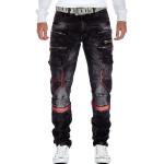 Schwarze Bestickte Cipo & Baxx Ripped Jeans & Zerrissene Jeans mit Reißverschluss aus Baumwolle für Herren Übergrößen 