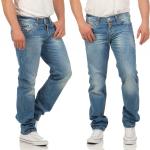 Reduzierte Blaue Cipo & Baxx Jeans mit dicken Nähten aus Denim für Herren Weite 34, Länge 34 