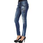 Blaue Bestickte Cipo & Baxx Ripped Jeans & Zerrissene Jeans mit Reißverschluss aus Baumwolle für Damen Weite 28 für Partys 