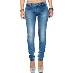 Blaue Elegante Cipo & Baxx Slim Fit Jeans mit Knopf aus Denim für Damen Weite 28 