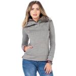 Graue Sportliche Cipo & Baxx Doppelkragen Damensweatshirts aus Fleece enganliegend Größe XL für den für den Winter 