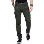 Khakifarbene Sportliche Cipo & Baxx Slim Fit Jeans mit Reißverschluss aus Baumwollmischung für Herren Größe XXL Weite 30, Länge 34 
