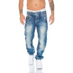 Blaue Bestickte Cipo & Baxx Slim Fit Jeans aus Denim für Herren Größe XXL Weite 34, Länge 30 