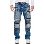Blaue Animal-Print Cipo & Baxx 5-Pocket Jeans aus Denim für Herren Weite 36 
