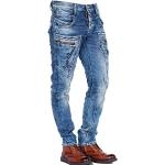 Blaue Vintage Cipo & Baxx Slim Fit Jeans mit Reißverschluss aus Denim für Herren Weite 38 