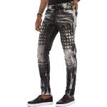 Schwarze Cipo & Baxx Slim Fit Jeans mit Reißverschluss aus Denim für Herren Weite 38, Länge 32 