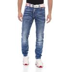 Blaue Casual Cipo & Baxx Straight Leg Jeans mit Reißverschluss aus Denim für Herren Weite 38 
