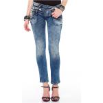 Blaue Cipo & Baxx Slim Fit Jeans mit Knopf aus Denim enganliegend für Damen Größe XS Weite 27, Länge 34 