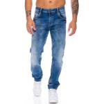 Reduzierte Blaue Bestickte Casual Cipo & Baxx Slim Fit Jeans mit Reißverschluss aus Denim für Herren 