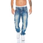 Reduzierte Graue Bestickte Cipo & Baxx Slim Fit Jeans mit Knopf aus Baumwolle für Herren 