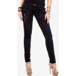 Reduzierte Schwarze Cipo & Baxx Slim Fit Jeans aus Denim enganliegend für Damen Größe XS 