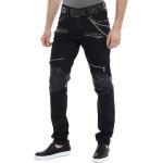 Bestickte Sportliche Cipo & Baxx Slim Fit Jeans mit Reißverschluss aus Leder für Herren 