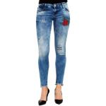 Blaue Bestickte Cipo & Baxx Slim Fit Jeans aus Denim für Damen Größe XS 