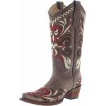 Braune Bestickte Vintage Corral Boots Damencowboystiefel & Damenwesternstiefel 