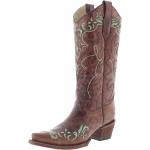 Braune Blumenmuster Vintage Corral Boots Damencowboystiefel & Damenwesternstiefel mit Nieten aus Rindsleder 